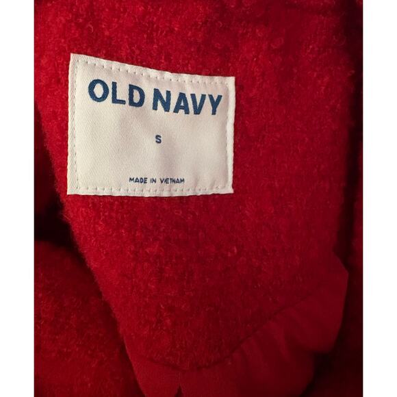 Old Navy Red Sherpa Shacket Coat Jacket Womens Small Teddy Fleece Oversized - Picture 5 of 6